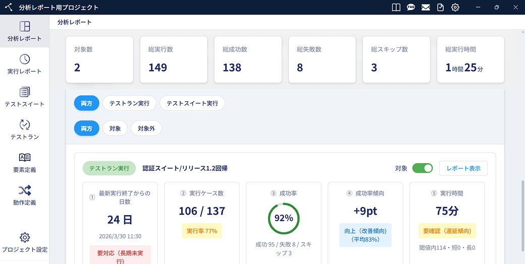 分析レポート画面