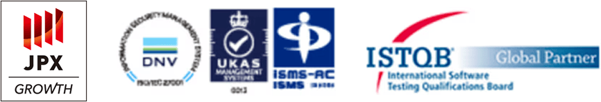 JPX GROWTH、DNV ISO/IEC 27001、UKAS Management Systems ISMS、ISMS-AC、ISTQB Global Partner